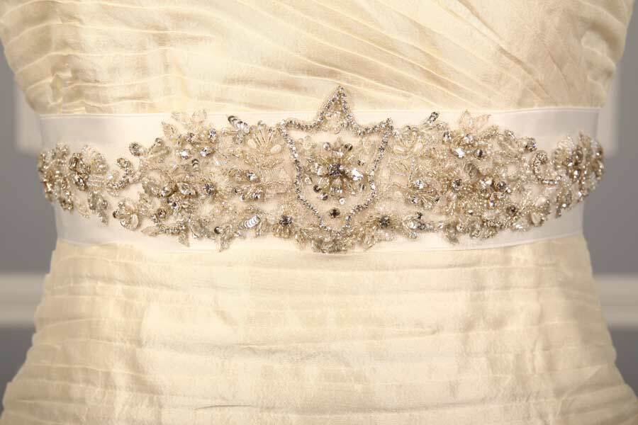 Bridal Sash Wedding Belt Bridal White Embellished Beaded Formal Evening Belt