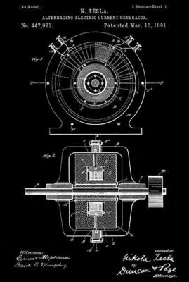 1891 - Alternating Electric Current Generator - N. Tesla - Patent