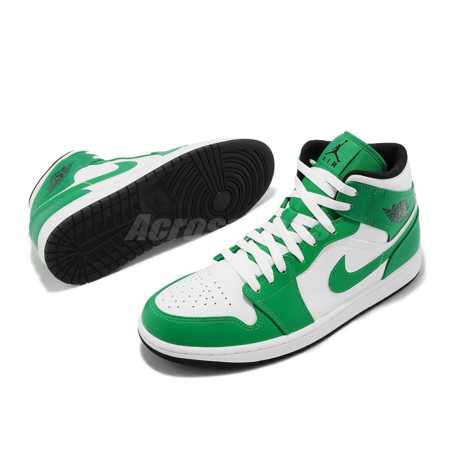 Nike Air Jordan 1 Mid Lucky Green White Black Men Casual Shoes AJ1 