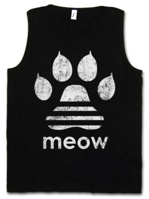MEOW HERREN TANK TOP Miau Paw Cat Cats Kitty Kitten Love Sign Symbol Addicted