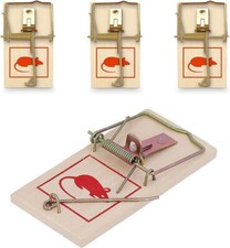 4 Wooden Mouse Traps Traditional Mice Rodent Pest Control Trap Reusable Durable
