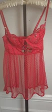 Seven Til Midnight Midnight Women's M Red Lace Lingerie push up bra sheer lace