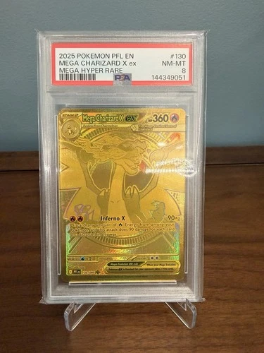 2025 Pokemon PFL EN Mega Charizard X Ex Mega Hyper Rare PSA 8