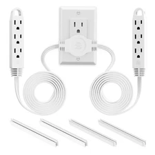 K KASONIC 3 Prong 12 Feet Twin Extension Cord Power Strip, 6 Feet on Each Sid...
