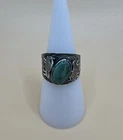 Vintage Native American 925 Sterling Silver Turquoise Bison Ring / Size 7.5