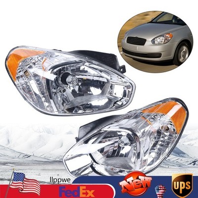 Pair Headlights Halogen Lamps Set For Hyundai Accent 2006 Left+right Side USA