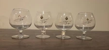 4 Courvoisier Cognac Snifter Glasses Signed Brandy France Gold Logo 