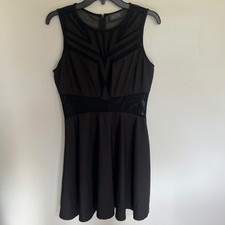 ASTR The Label Black Geometric Mesh Panel Sleeveless Mini Dress Size Large