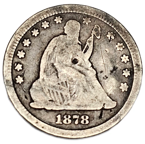 1878-CC Seated Liberty Quarter VG, Details-Free USA Shipping!