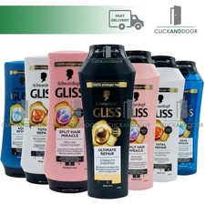 3 X SCHWARZKOPF Gliss Ultimate, Aqua, Total, Split Hair Shampoo & Conditioner