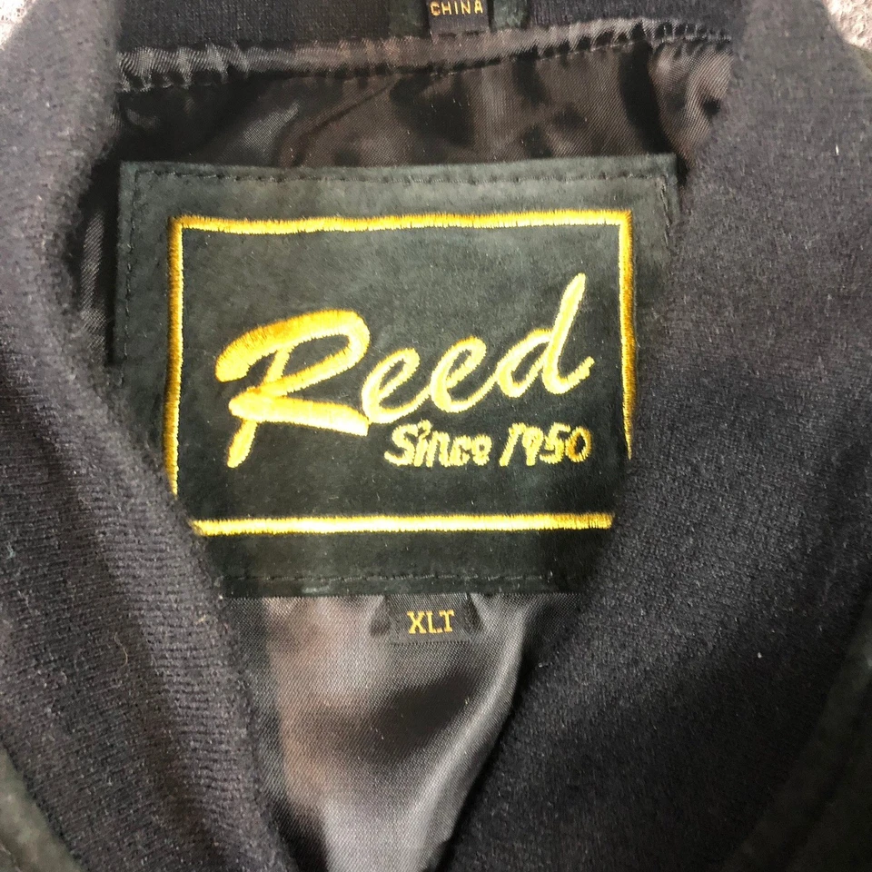 Chaqueta de bombardero vintage Reed Since 1950 para hombre XLT gamuza abrigo negro años 90 Y2K Foto 2 de 4