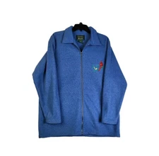 Scandia Woods Fleece Jacket Women's XL Blue Full Zip Sweater Cardinal Bird Cozy
