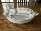 Vintage Corning Ware P-14-B Oval White 14oz Casserole with Pyrex P-14-C Lid