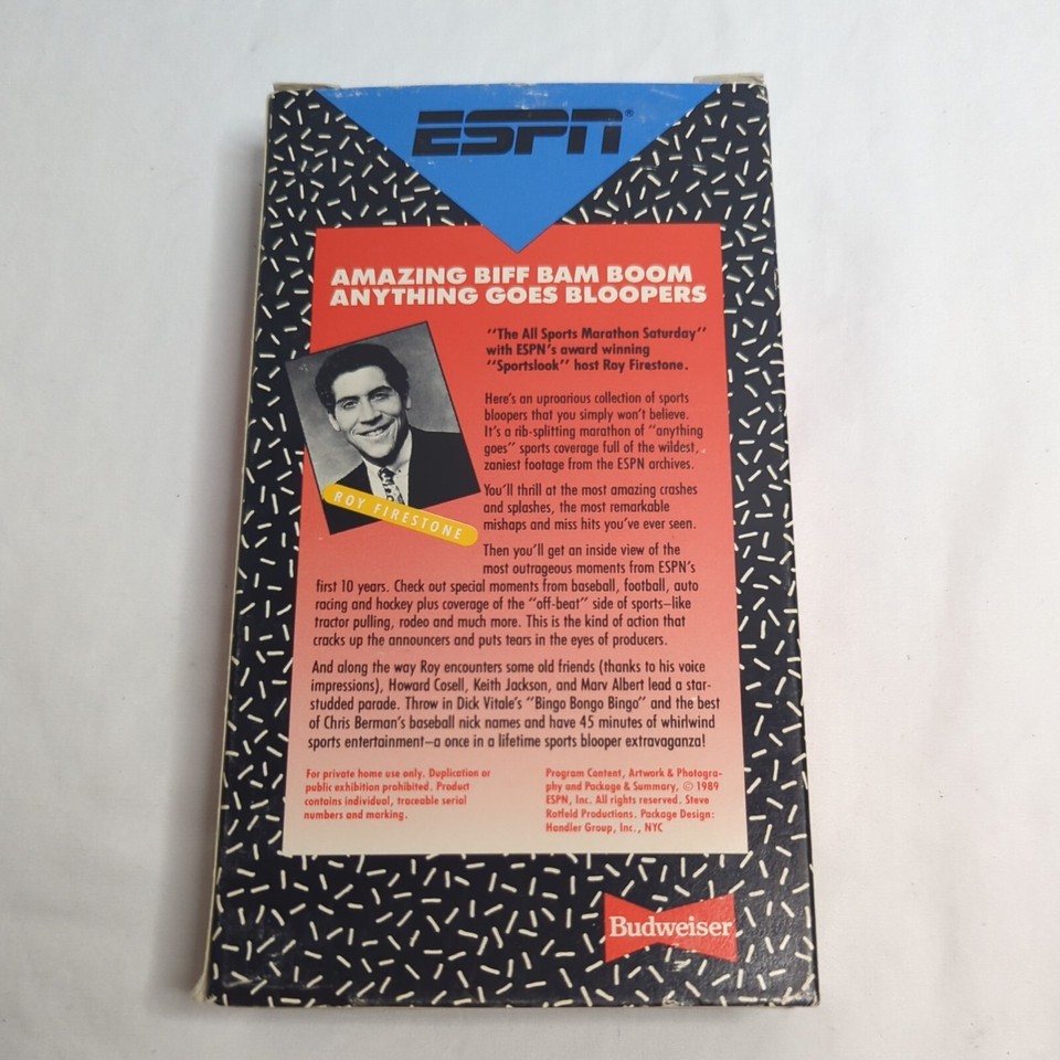 ESPN Amazing Anything Goes Sports Bloopers VHS Cassette Tape Host Roy