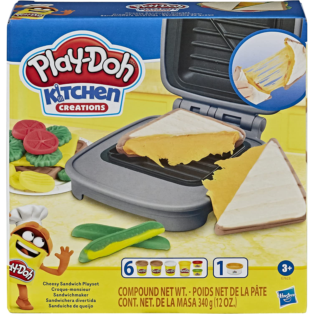Play-Doh Kitchen Creations Cheesy Sandwich Play Food Set Elastix Compound