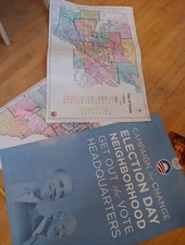Obama  08  Campaign  Election Day HQ Poster  & War Room Maps Of Toledo OH. RARE
