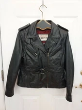 WILSONS OPEN ROAD Women's Black Leather Thinsulate Motorcycle Jacket Sz L