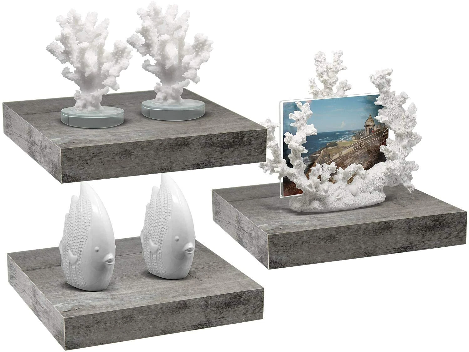 Sorbus 3-Pack Square Floating Shelves - Hanging Wall Shelf Display Decoration