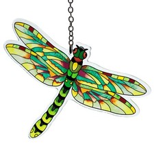 Flame Skimmer Dragonfly Suncatcher Hand Painted Glass AMIA Studios 6" x 4.5"