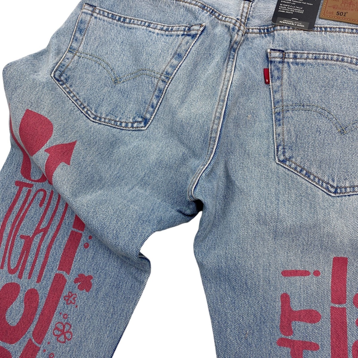 Levi's 501 Original Fit Men's Jeans Painted 'Crazy Leg Love