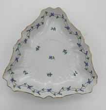 Herend Porcelain 9 1/4” Blue Garland Triangular Serving Dish. Beautiful!