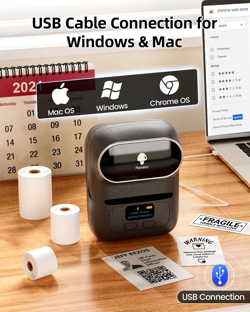 Bluetooth Thermal Label Printer M110 for Business Address Tags