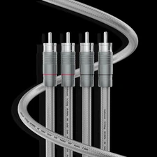 Pair High-End 4N Pure Silver Cord 18AWG HiFi Audio Interconnect Shield RCA Cable