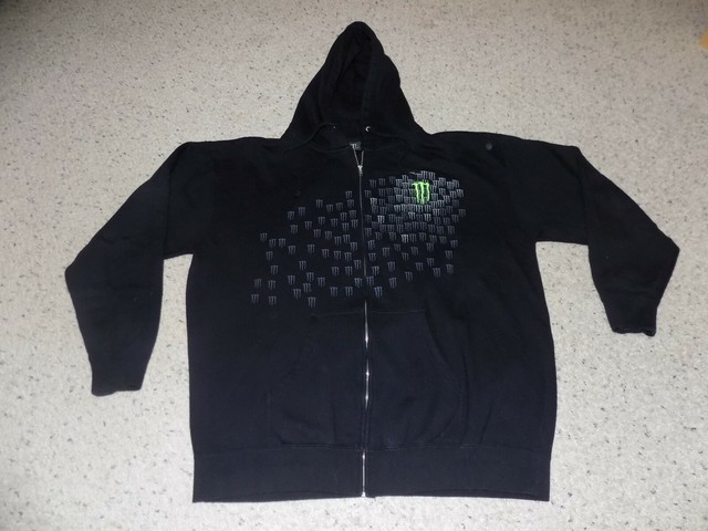 Cool Mens 2XL Monster Energy Drink Lots of M's Black Zip Up Sweatshirt Hoodie | eBay
