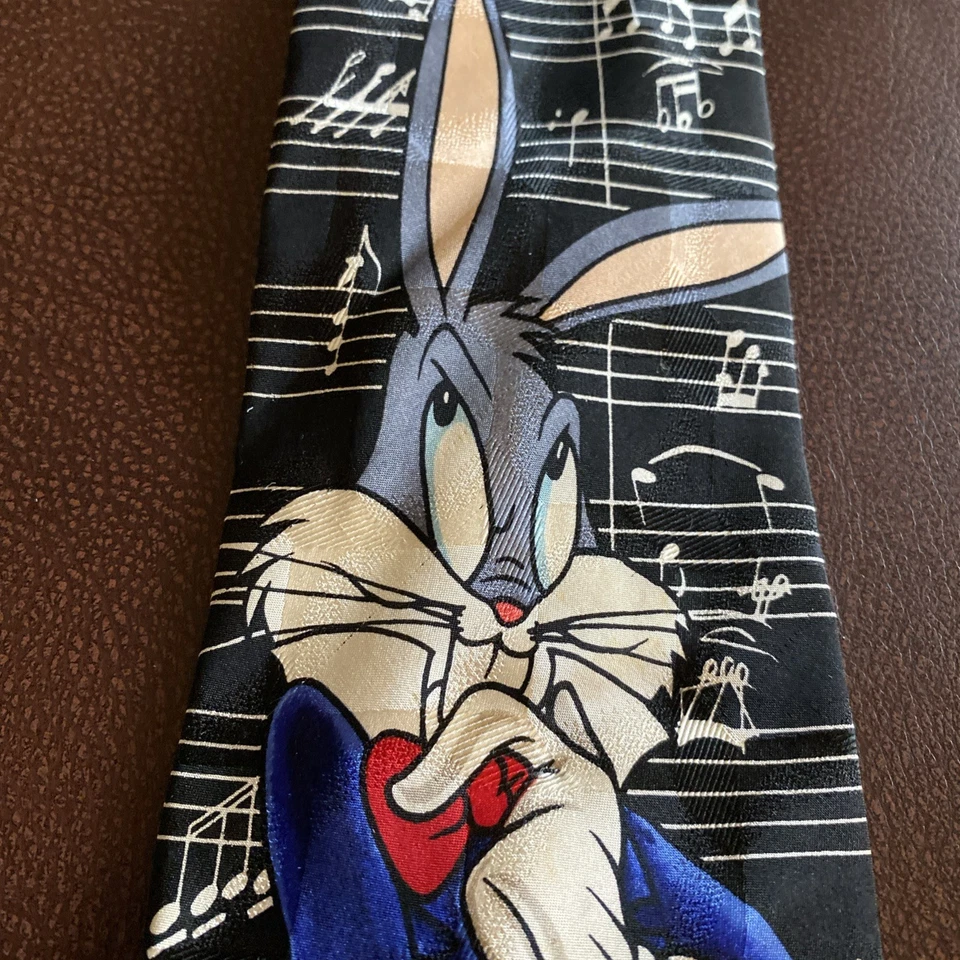 Bugs Bunny Vintage Looney Tunes Mania tie 100% silk, music theme, piano, notes - Image 4 of 4