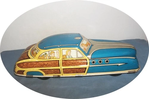 Very Nice~ Marx Friction Family Woody Vacation Car From The Dick Tracy Series