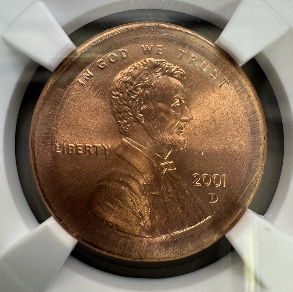 2001 D 1C Lincoln Cent Mint Error NGC MS 66 RD Multi Struck Broadstruck Rare! - Image 3 of 4