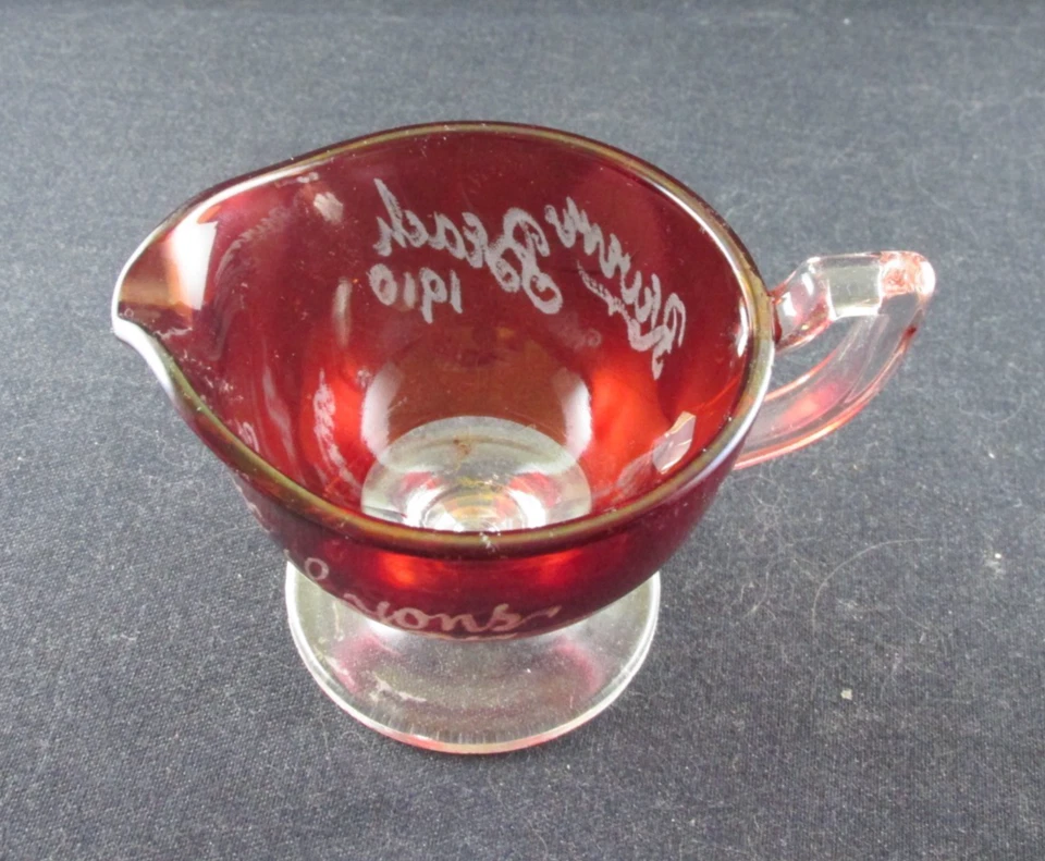 SOUVENIR REVERE BEACH 1910 RUBY STAINED GLASS INDIV CREAMER WESTMORELAND EAPG 3i - Image 3 of 4