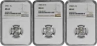 1943 P D S 1c Lincoln Steel Wheat Cent NGC Graded MS 63 Three Coin Lot