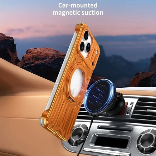 For iPhone 17/16/15 Pro Max Air Metal+TPU Case Mag Safe Stand Heat Dissipation - Picture 3 of 16
