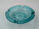VTG LARGE Anchor Hocking Turquoise/Aqua Soreno Glass Ashtray 8.75” Diameter