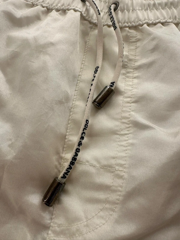 Dolce & Gabbana Blanco Vintage Nylon Temática Italia Ropa de Playa Colección Talla M - Imagen 3 de 4