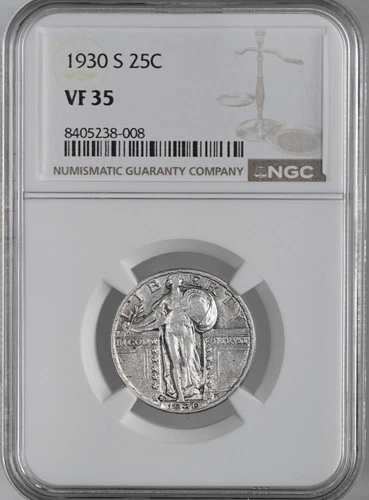 1930-S  25C STANDING LIBERTY QUARTER  SAN FRANCISCO  NGC VF35  #8405238-008