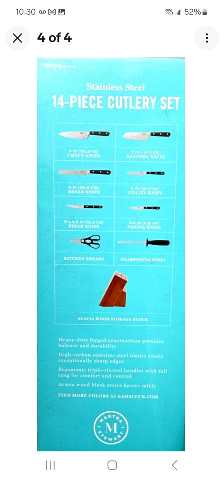 Nuevo Juego de Cubiertos Martha Stewart 14 Piezas Acero Inoxidable - ¡¡Envío Gratis Rápido!!! Foto 3 de 4