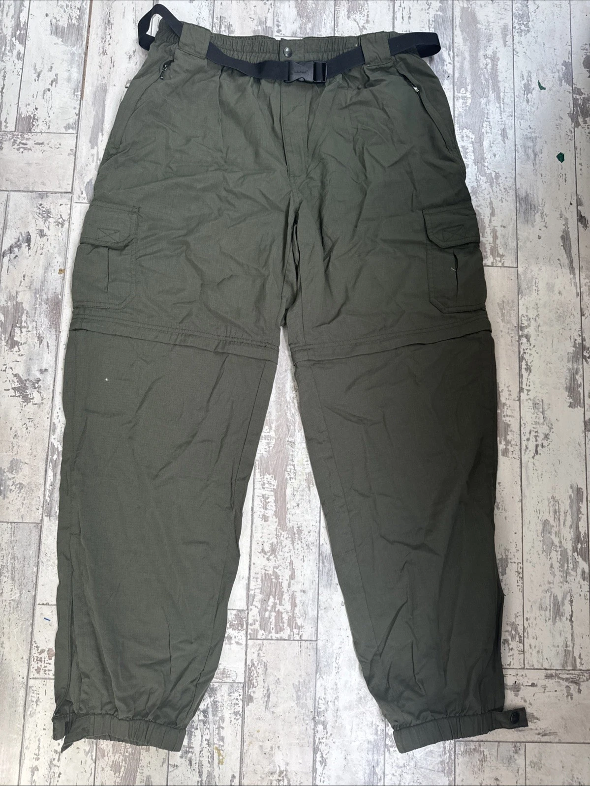 LL Bean Mens Cordura Hiking Zip-Off Pants 32” M/L Water Resistant Outdoor Gree