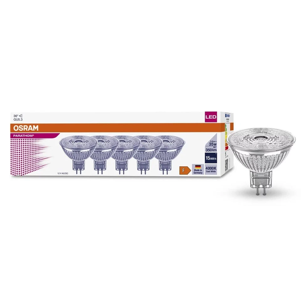 10 x Osram LED MR16 Glas Reflektor 3,8W = 35W GU5,3 12V neutralweiß 4000K - Bild 2 von 4