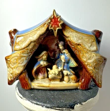 Nativity Scene Baby Jesus Mary Joseph Christmas Manger One Piece Glazed Ceramic