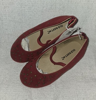 OLD NAVY *  RED w/GOLD DOTS LOAFER FLATS BALLET SHOES GIRLS * SIZE 8 / 2T * NEW