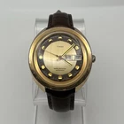 Vintage Timex Viscount Automatic Gold Tone Day-Date 38mm Watch Runs good.