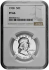 1958 50C Proof Silver Franklin Half Dollar NGC Graded PF 66 White Coin