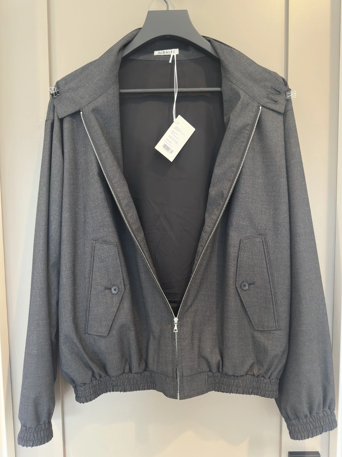 Auralee Ultra Fine Tropical Wool Zip Blouson Charcoal 5 NWT Harrington SS26 image 11