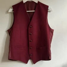 Daks Jermyn Street Waistcoat Dark Red Wool Front Size EU48