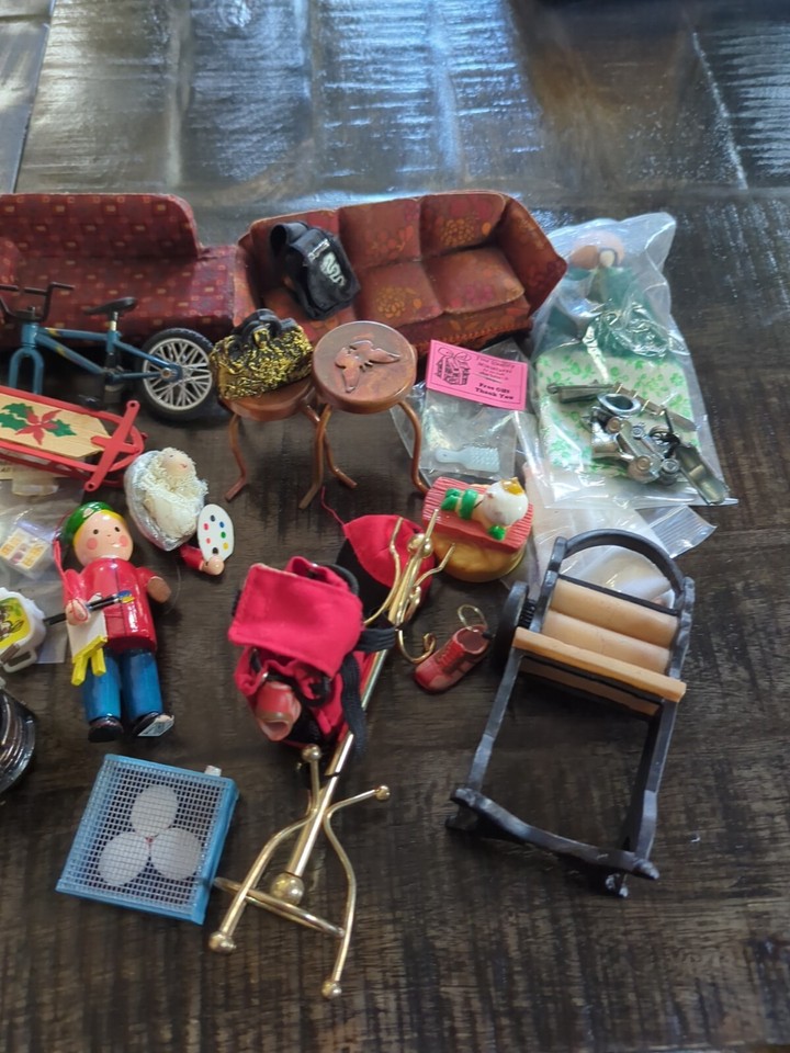 LOT Dollhouse Miniature Furniture 112 Scale Vintage Wood Mixed