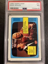 1985 Topps WWF #57 HULK HOGAN & Mean Gene Okerlund PSA 7 ROOKIE WWE HOF RC Card