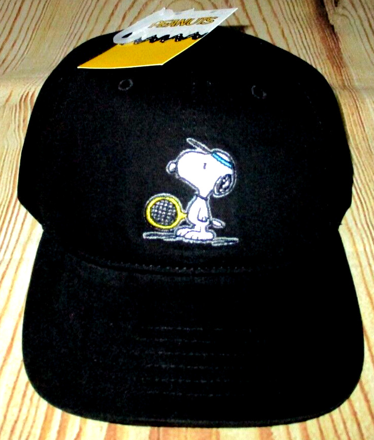 MENS PEANUTS SNOOPY ADJUSTABLE STRAPBACK HAT BLACK CAP ONE SIZE
