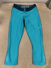 Mens Nike 7/8 Jock green Spandex Bodybuilding Tights Compression Pants S